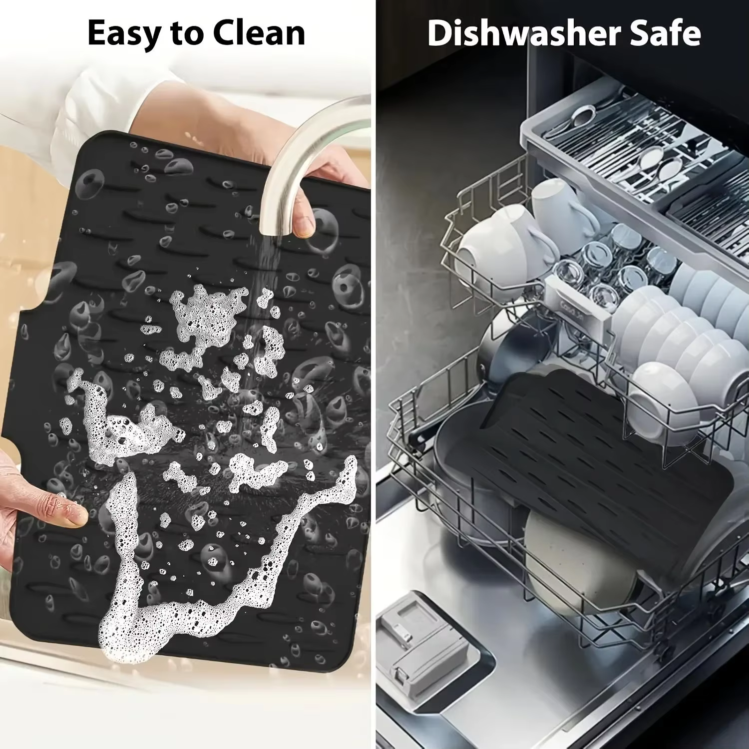 Tapis de drainage en silicone pour cuisine avec design