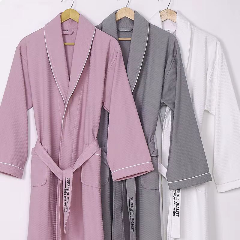 Peignoir femme décontracté 100% coton femmes pyjama à manches longues automne hiver vêtements de nuit Robe de douche Couple vêtements de maison