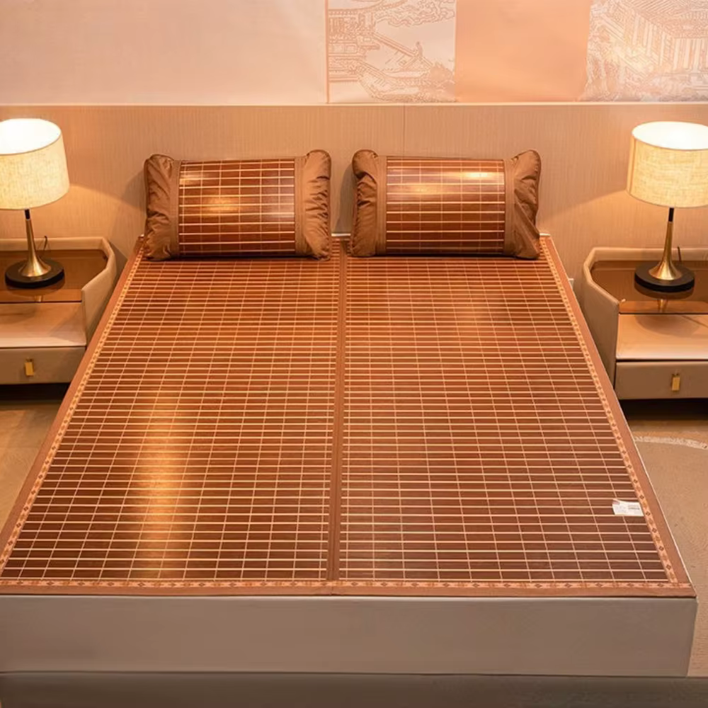 Tapis en bambou double face pliable