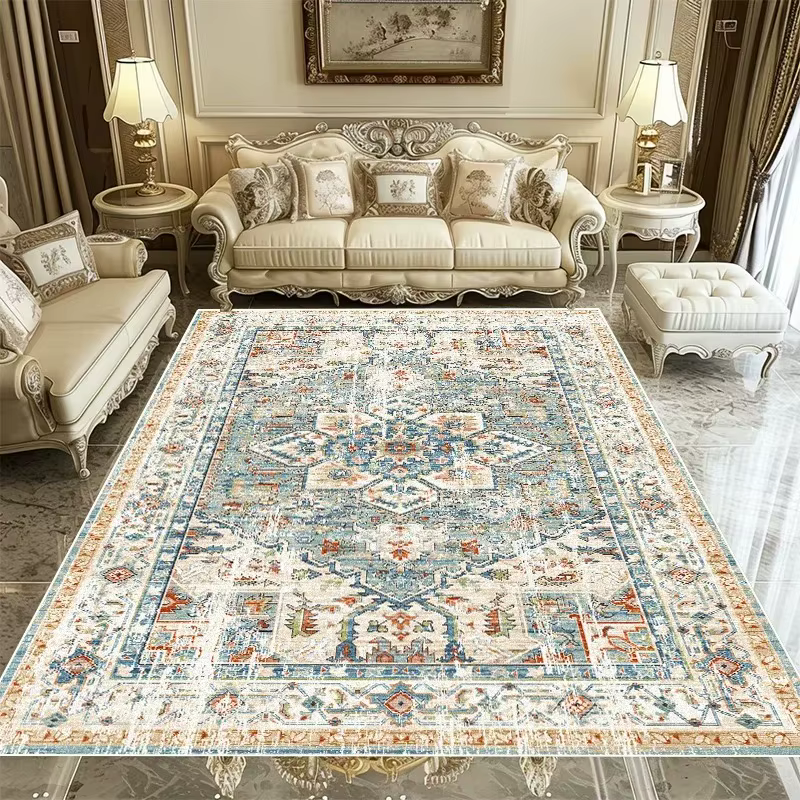 Tapis rétro européen pour salon, couloir, chambre à coucher, salon, canapé, tapis de tête de lit antidérapant