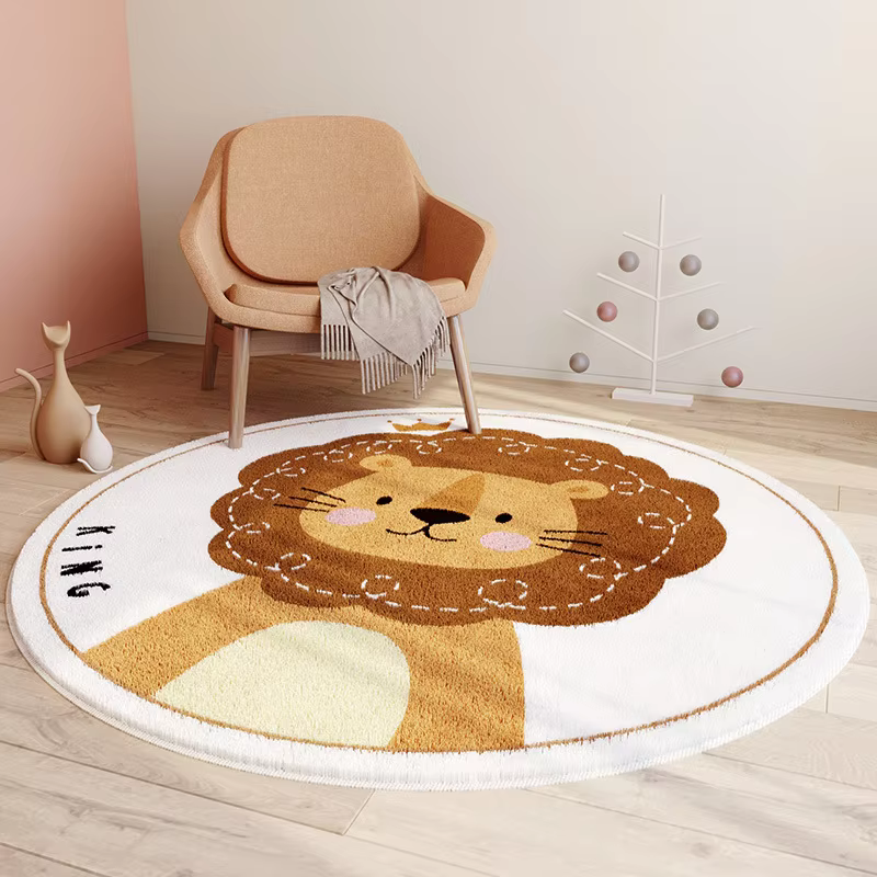 Tapis rond moderne de grande surface de dessin animé Ins