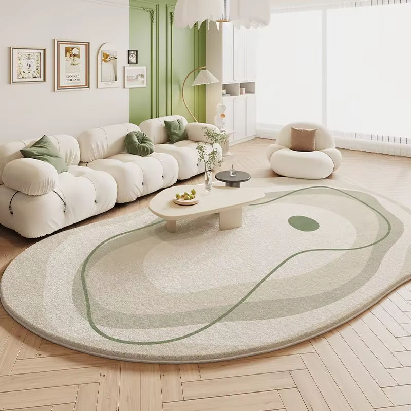 Tapis crème vert pour chambre à coucher