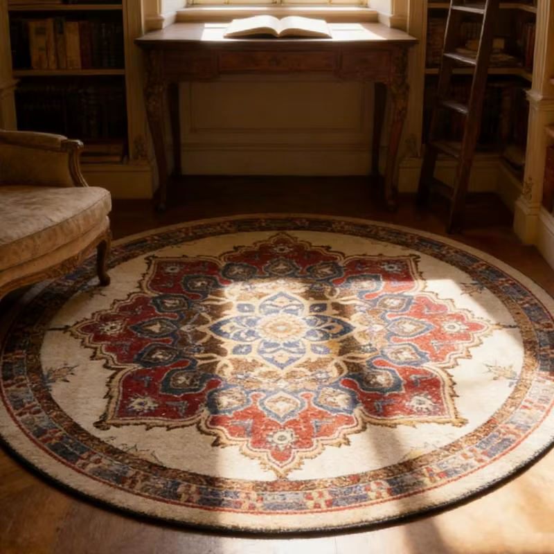 Tapis rond en Imitation laine