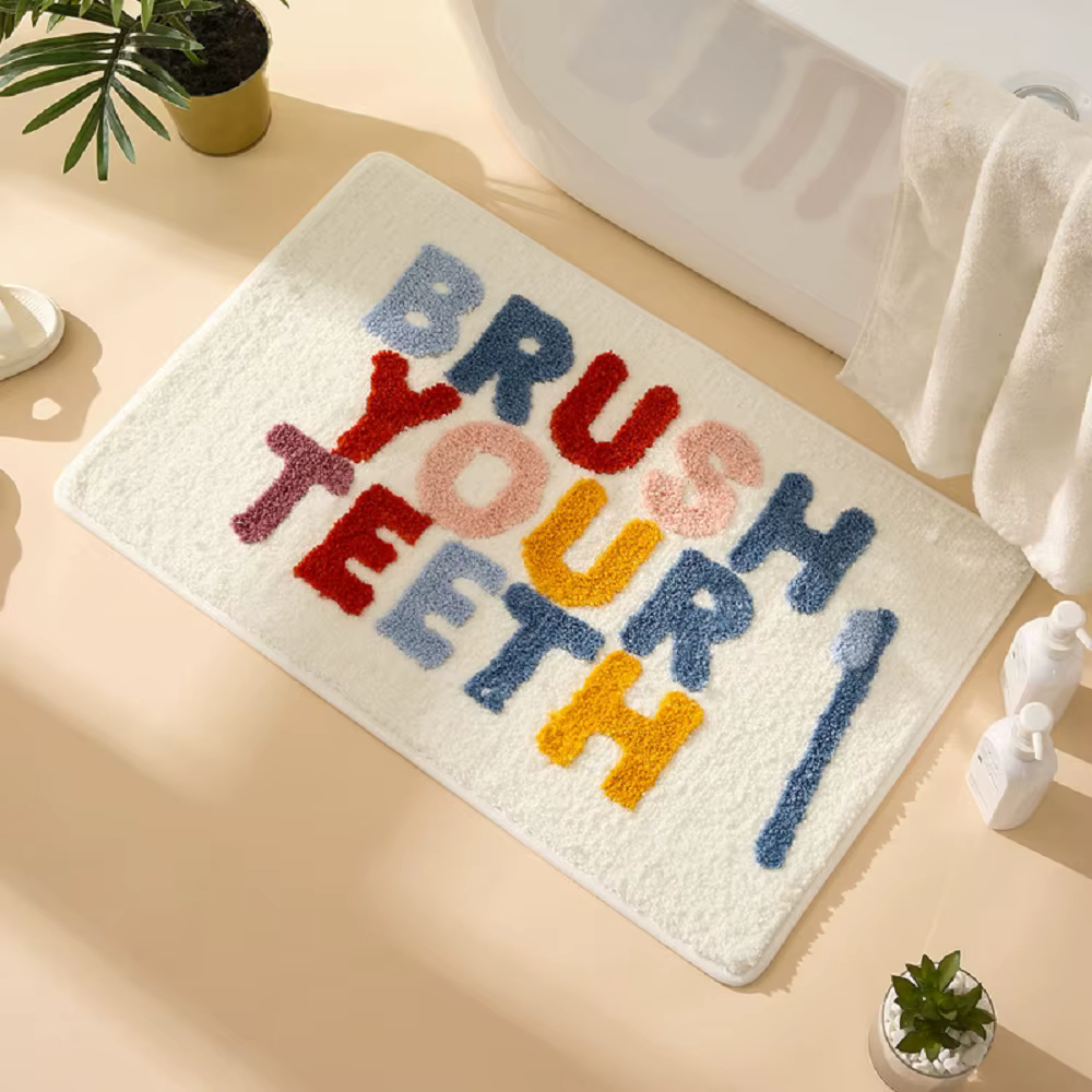 Tapis de salle de bain en microfibre antidérapant pour enfants