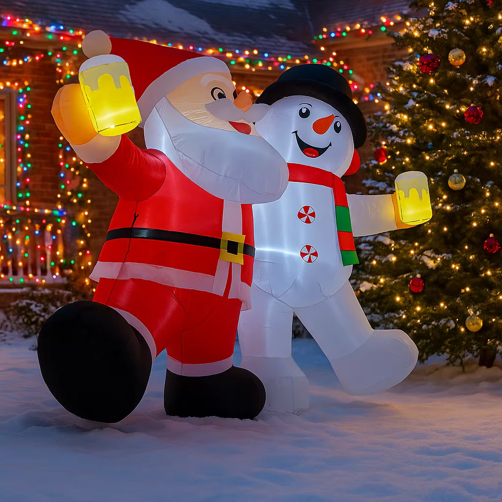 Lumières gonflables du père noël et du bonhomme de neige