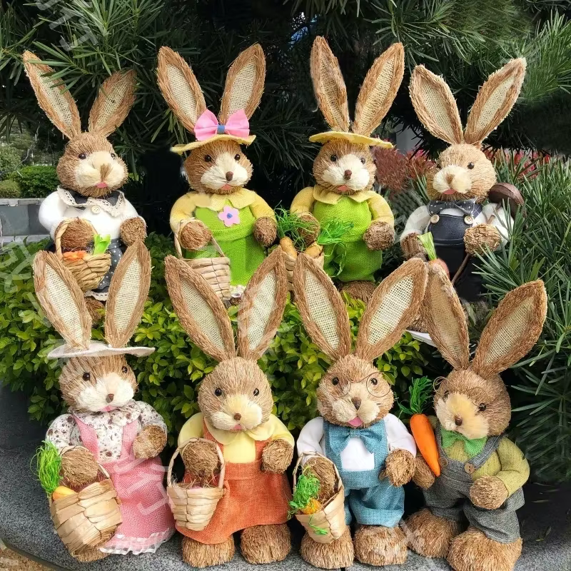 Décoration de lapin de pâques, figurine de lapin, ornement artisanal en queue de chat, vacances à la maison, lapin mignon, décoration de maison, lapin de pâques