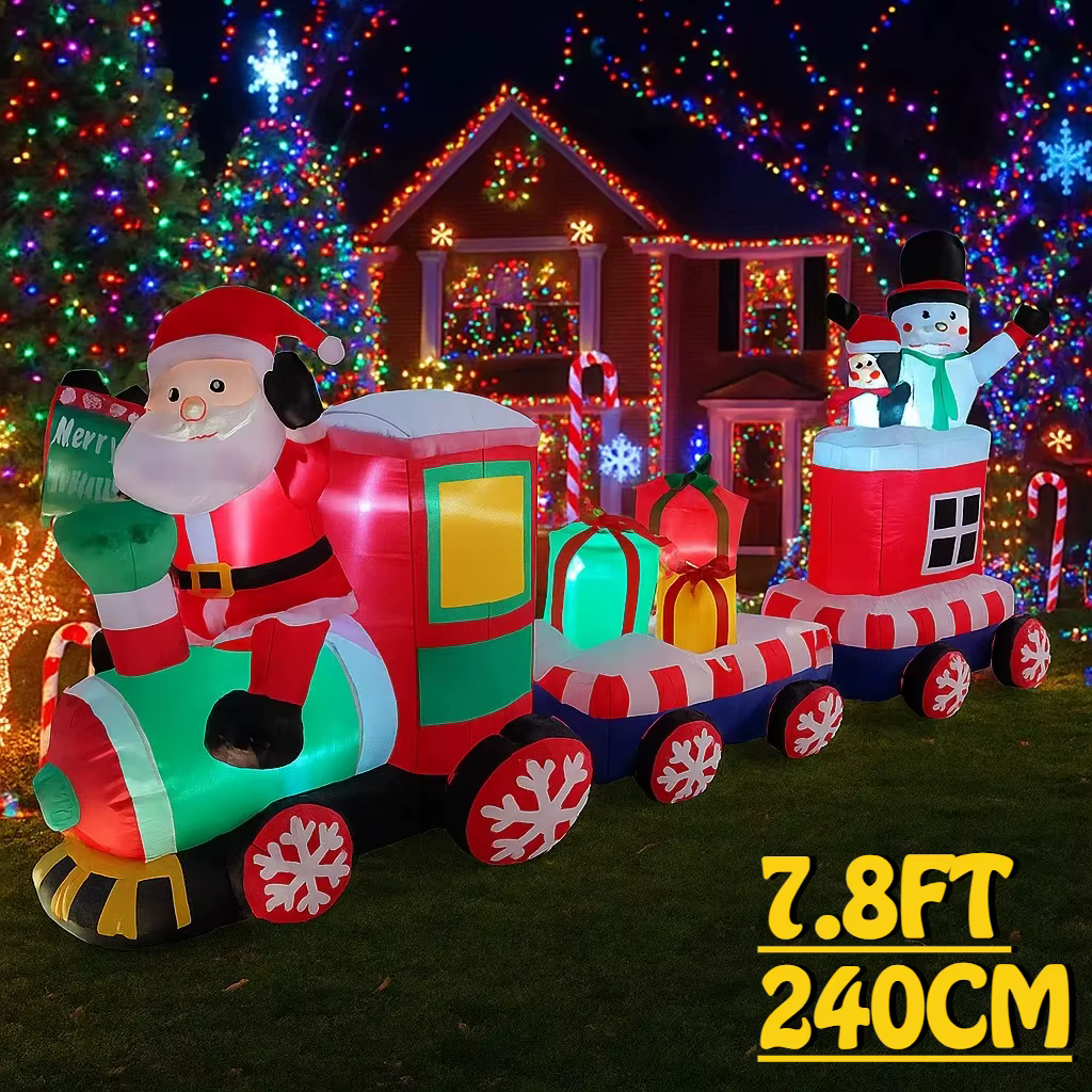 Train gonflable du père noël