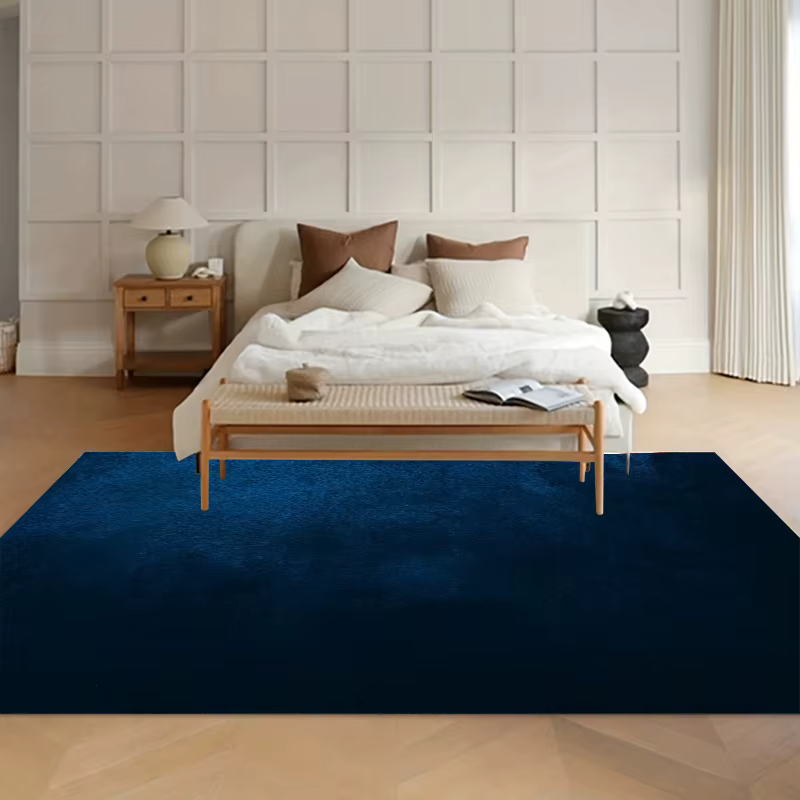 Tapis de sol en velours bleu marine uni