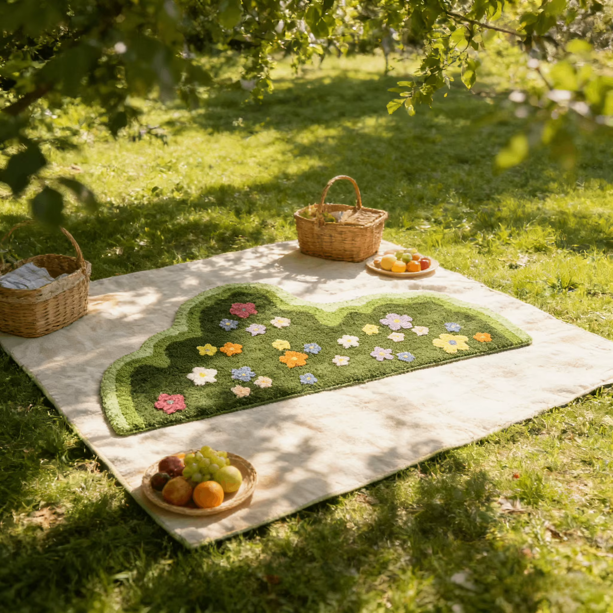 Tapis capitonné floral à poils souples de qualité supérieure