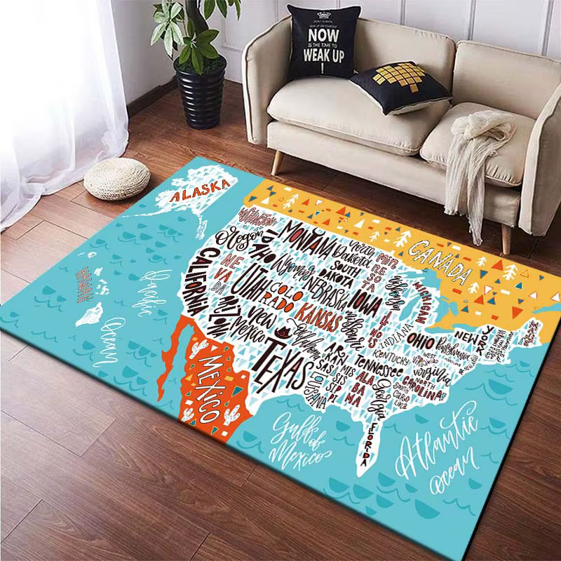 Tapis noir avec carte du monde scintillante