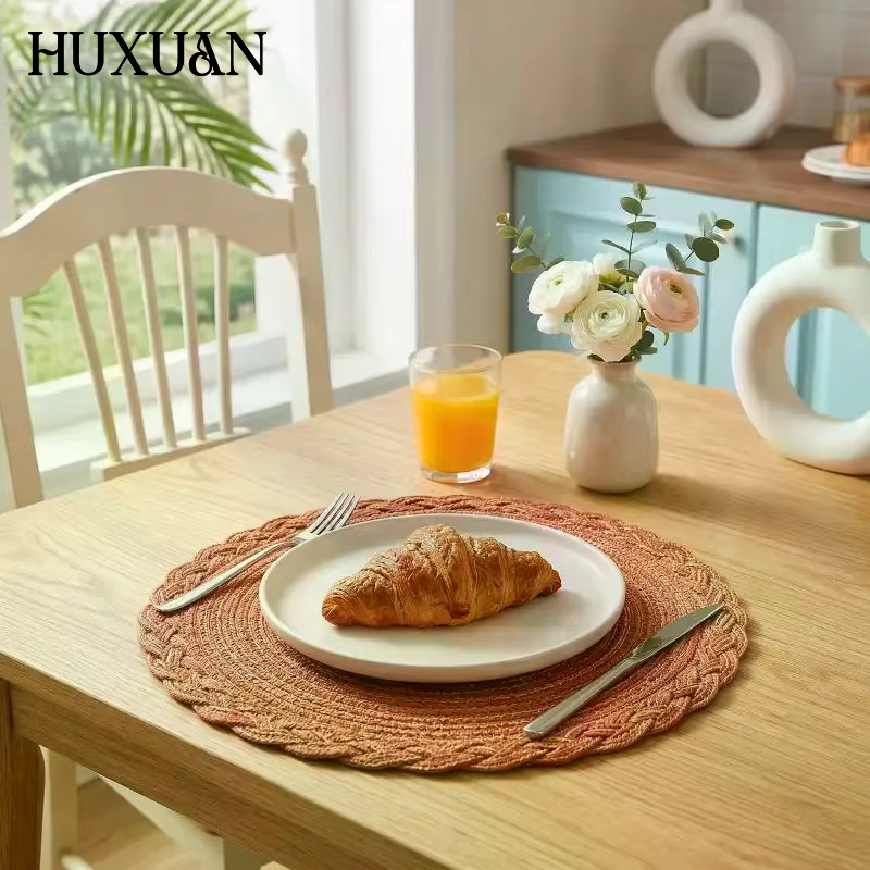 Sous-verres ronds tressés bohèmes de 38 cm