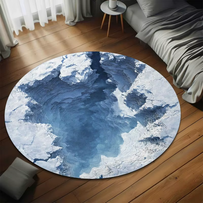 Tapis rond Fantasy Blue Dragon avec imprimé scène de grotte pour thèmes de chambre magiques et mythiques