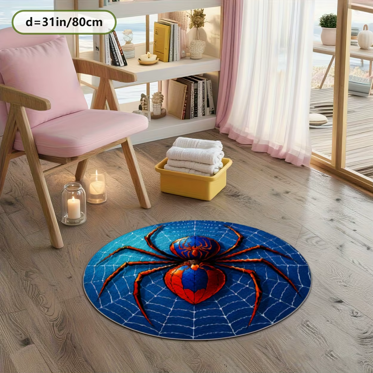 Tapis rond à motif d'araignée