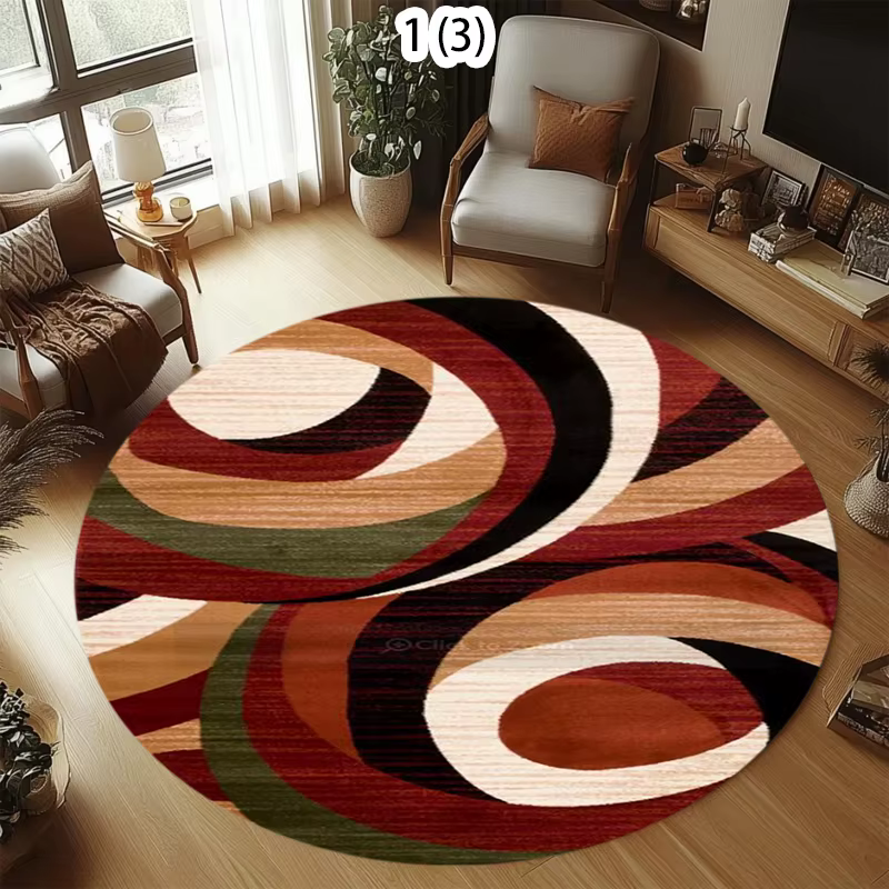 Tapis rond géométrique rétro