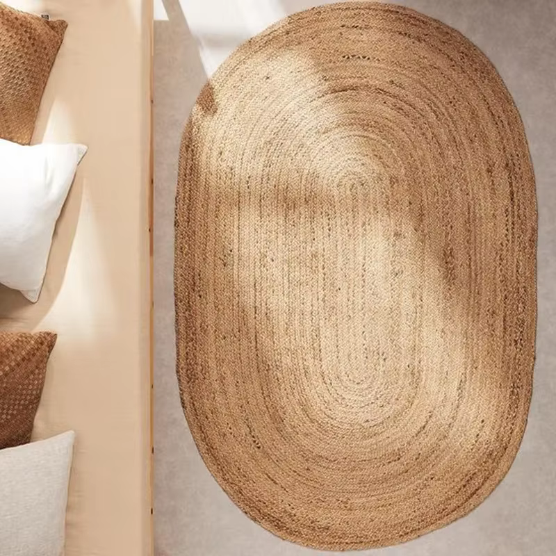 Tapis pour salon en Jute pur naturel tissé à la main sans colle