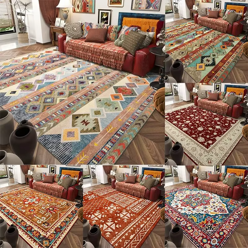 Tapis à fleurs bohème rétro pour salon