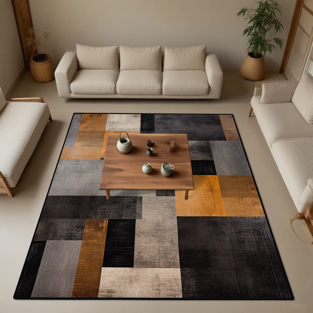 Tapis de salon rectangulaire moderne