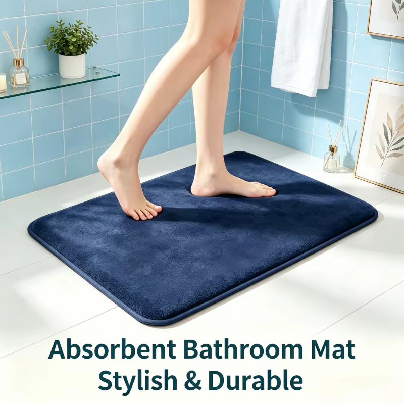 Tapis en velours corail bleu marine 50 × 80 cm