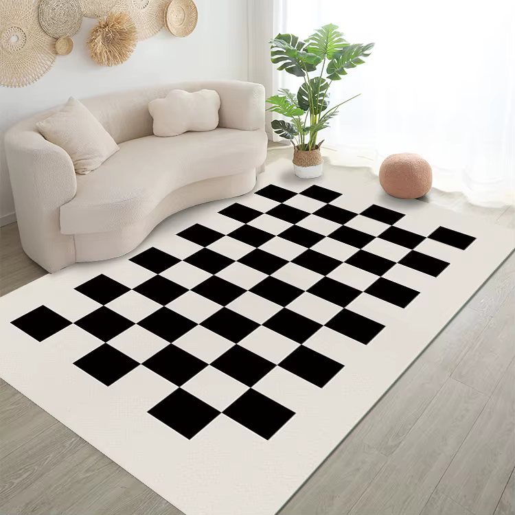 Tapis damier noir et blanc