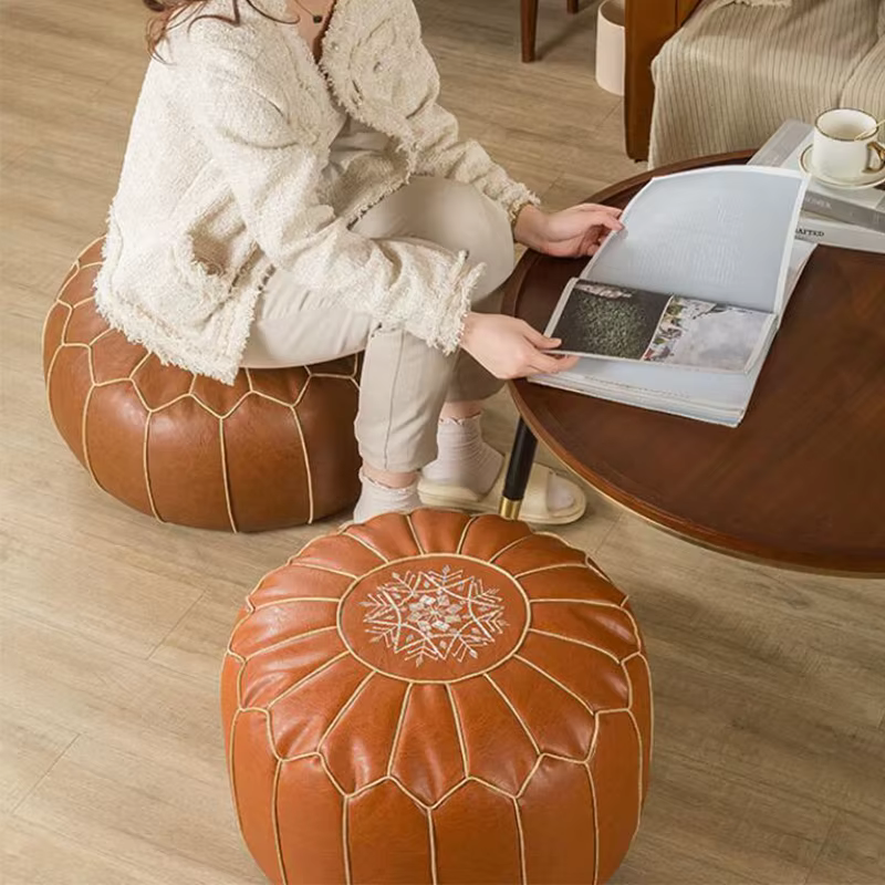 Pouf marocain en cuir PU