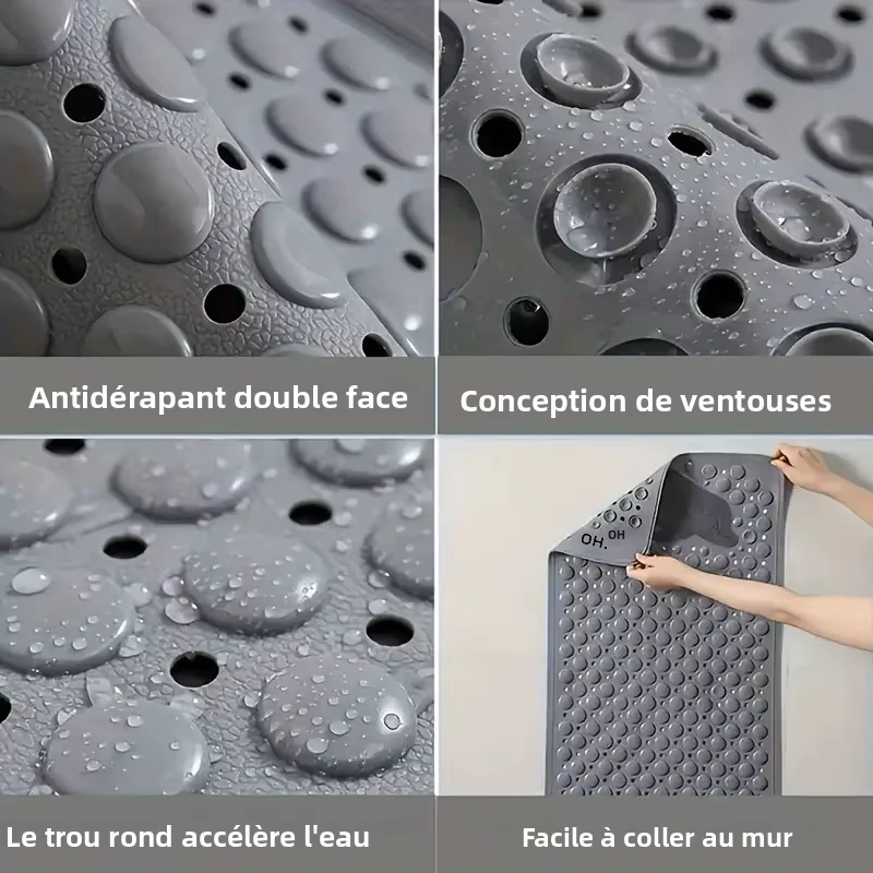 Tapis de douche rectangulaire antidérapant