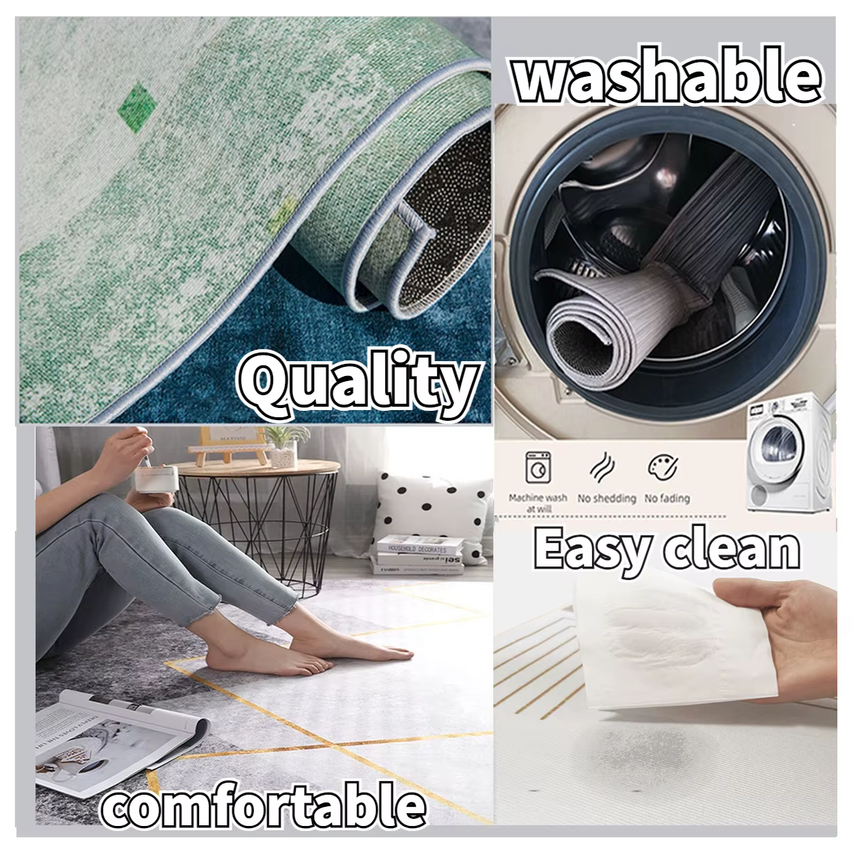 Tapis de sol lavable pour décoration de salon
