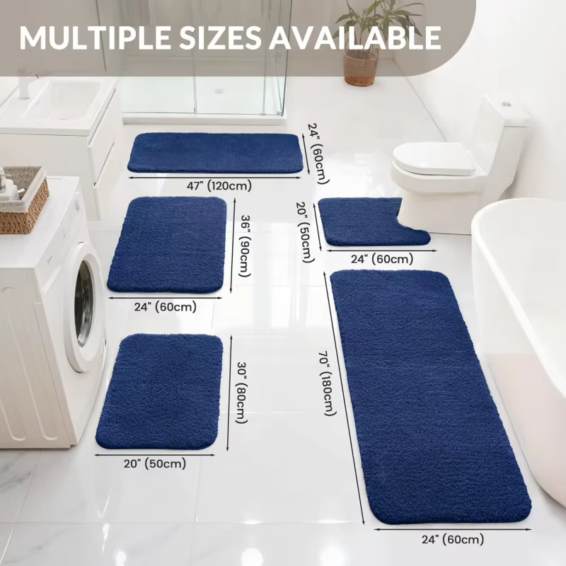 VIKAMA Tapis de salle de bain bleu marine multi-tailles