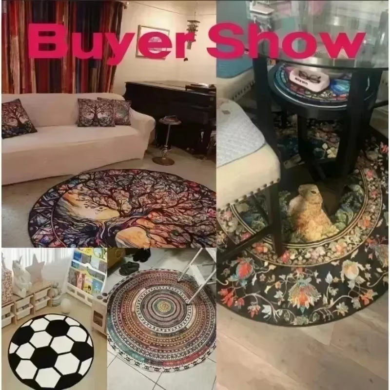 Tapis rond élégant à dégradé bleu jaune rose