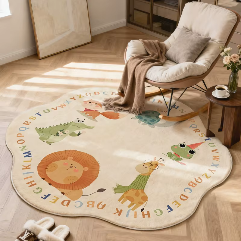 Tapis rond à motif de dessin animé pour décoration de chambre à coucher