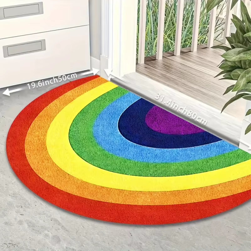 Tapis de porte demi-cercle arc-en-ciel VIKAMA : anti-bruit