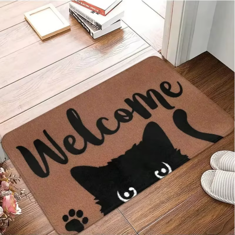 Tapis chat noir mignon dessin animé zone antidérapante paillasson doux