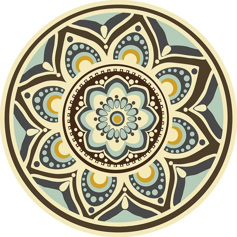 Polymères de sol Ethnic Persian Mandala Round Lea