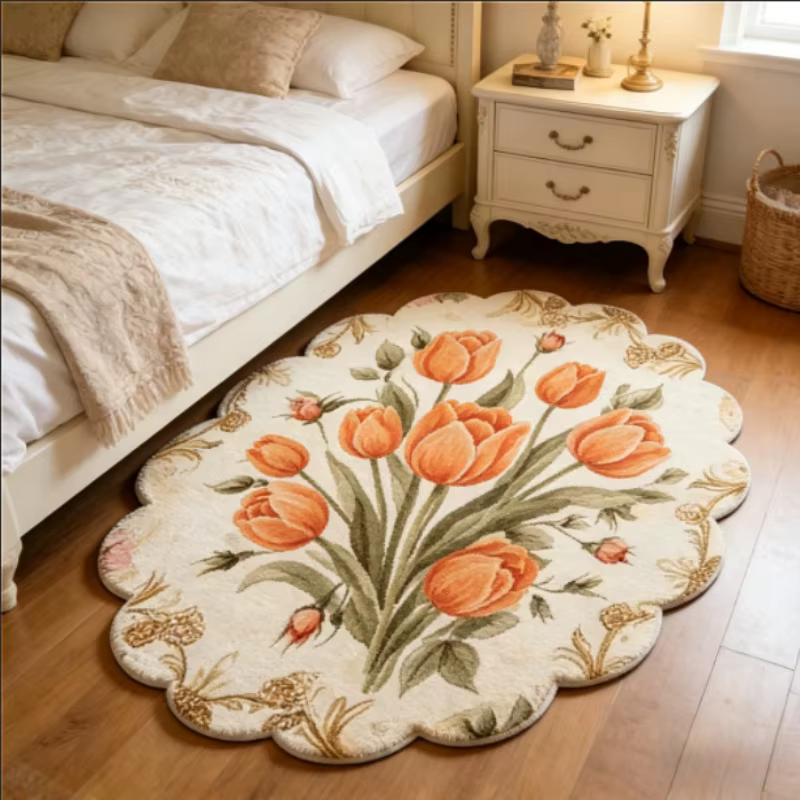 Tapis en peluche de style français pour la décoration de chambre à coucher