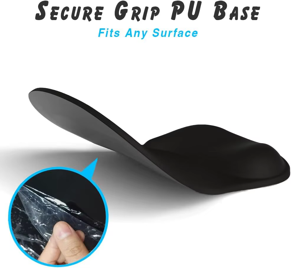 Tapis de souris confortable avec repose-poignet en gel, tapis de souris ergonomique pour soulager la douleur, surface de soutien du poignet lisse et base en PU antidérapante