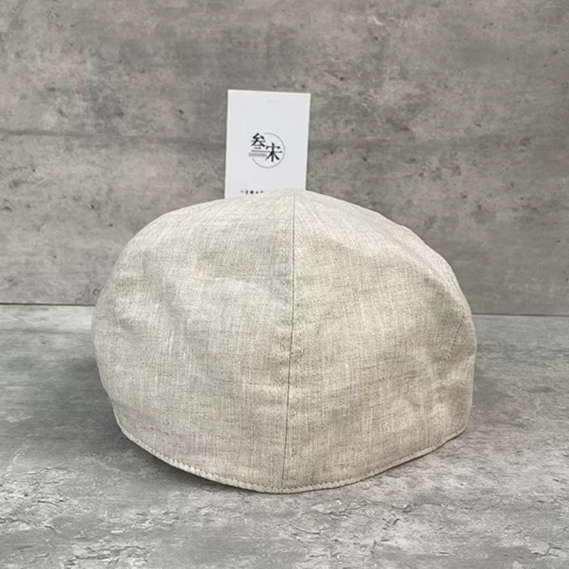 Béret d'été 100% lin pour hommes, casquette de journal Vintage légère et respirante, chapeau de pilote rétro d'art noir