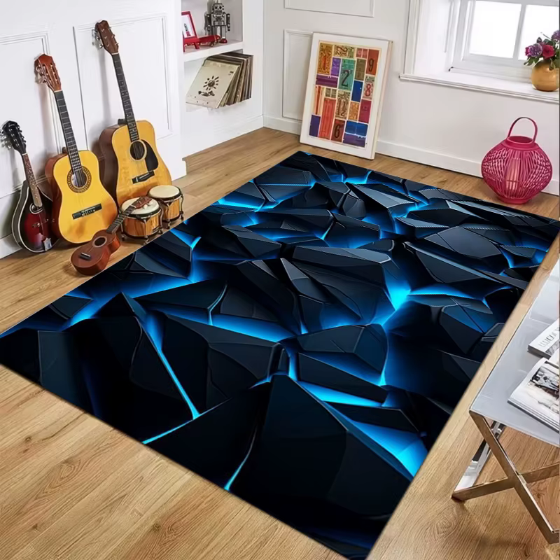 Tapis géométrique noir et rouge