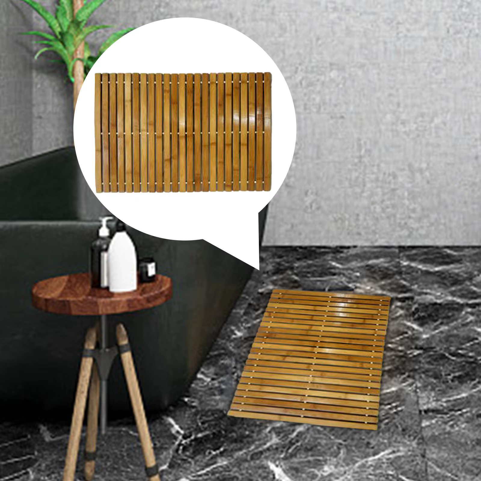 Tapis de bain en bois de bambou naturel