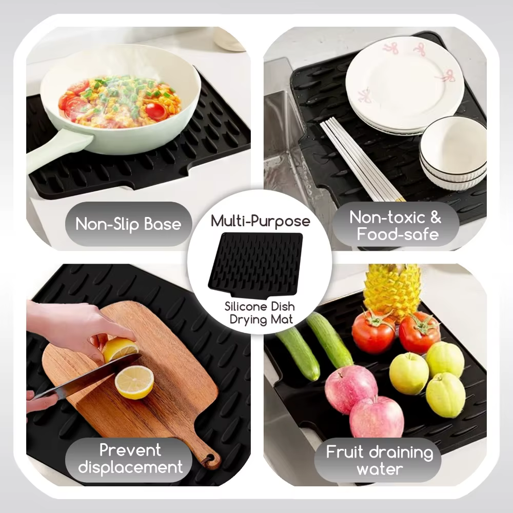 Tapis de drainage en silicone pour cuisine avec design