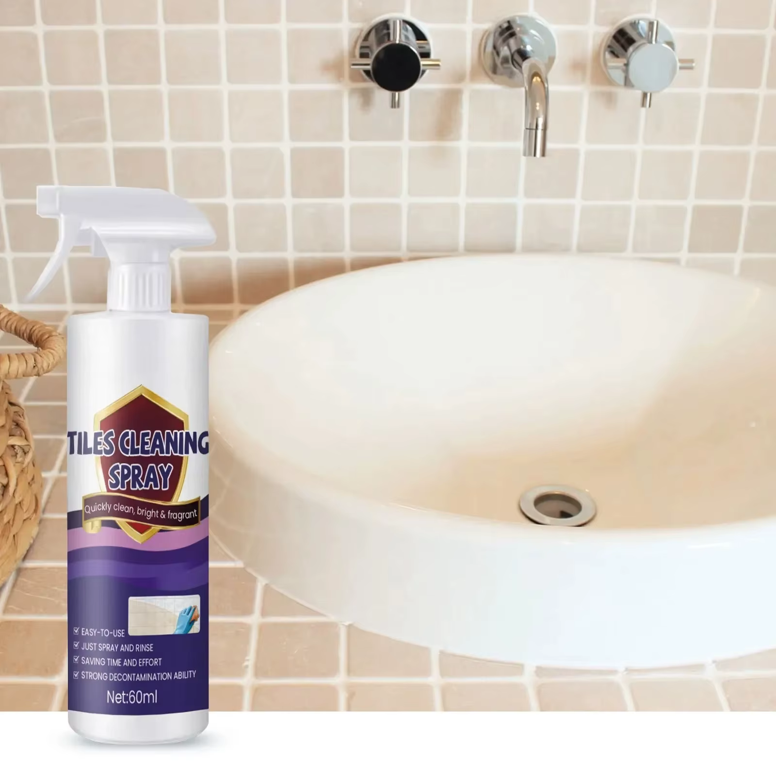 Spray Nettoyant pour Carrelage, Détachant pour Carreaux Céramiques, Nettoyant et Polissant pour Sols en Céramique, Réparateur de Rayures pour Marbre, Liquide Nettoyant pour Carreaux en Porcelaine