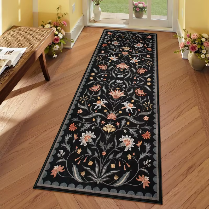 Tapis de chemin de vigne florale Boho