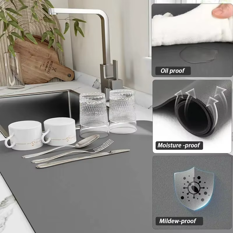VIKAMA Tapis absorbant et antidérapant pour comptoir de cuisine