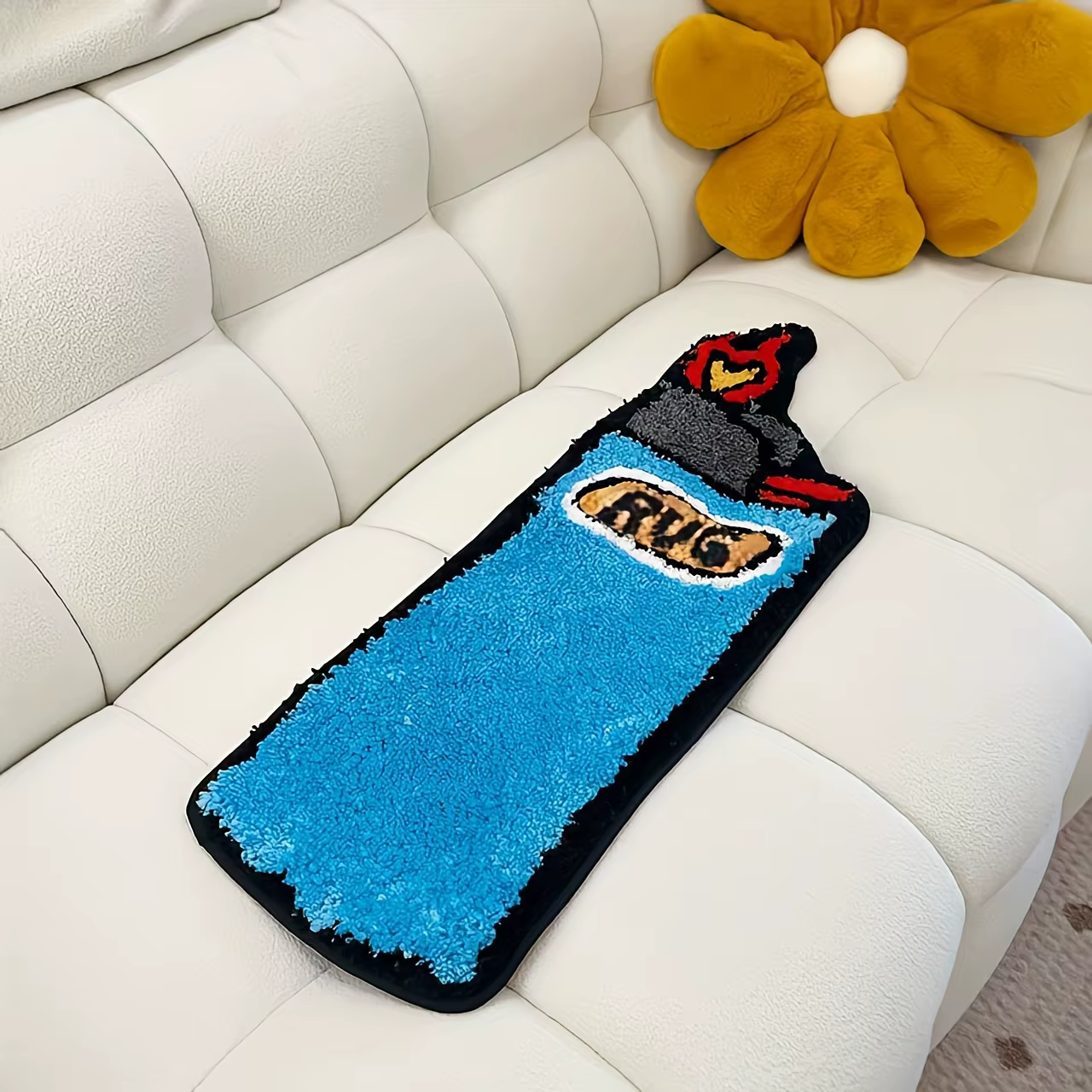 Tapis capitonné briquet bleu