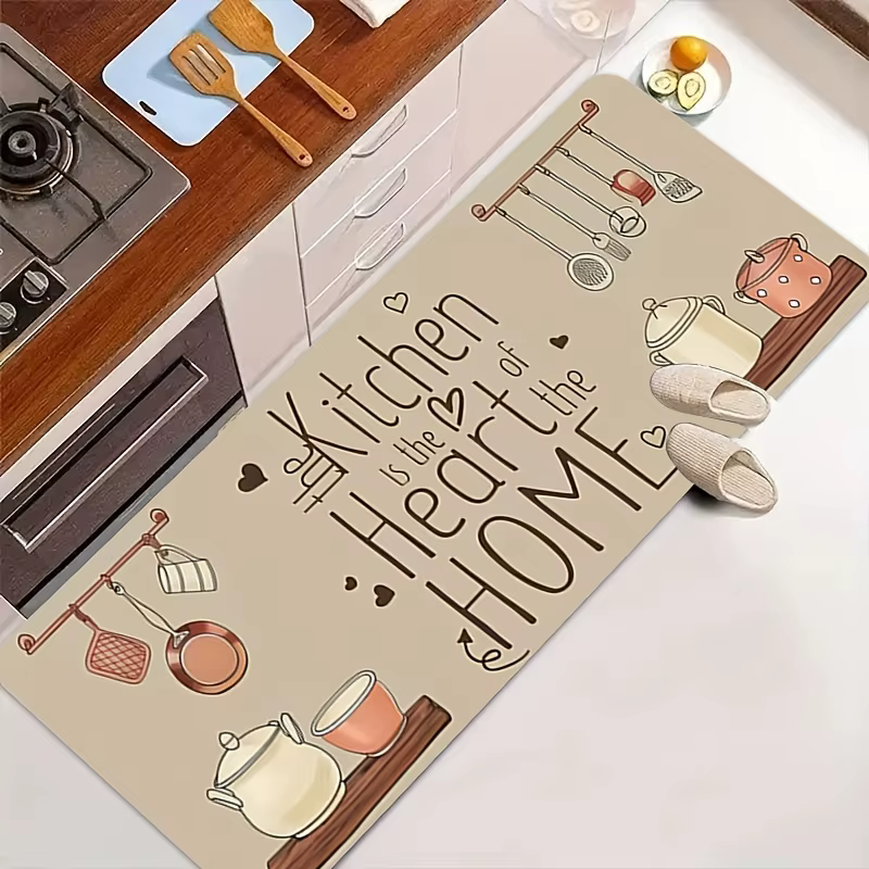 Tapis de cuisine avec citation « La cuisine est le cœur de la maison »