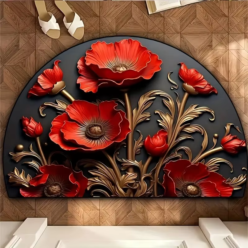 VIKAMA – tapis Semi-circulaire en flanelle florale