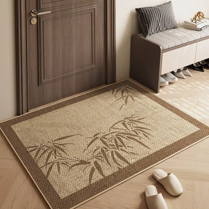 Paillasson géométrique moderne en damier, tapis d'entrée noir et Beige avec tapis de sol antidérapant pour porche, entrée, décoration de maison ​