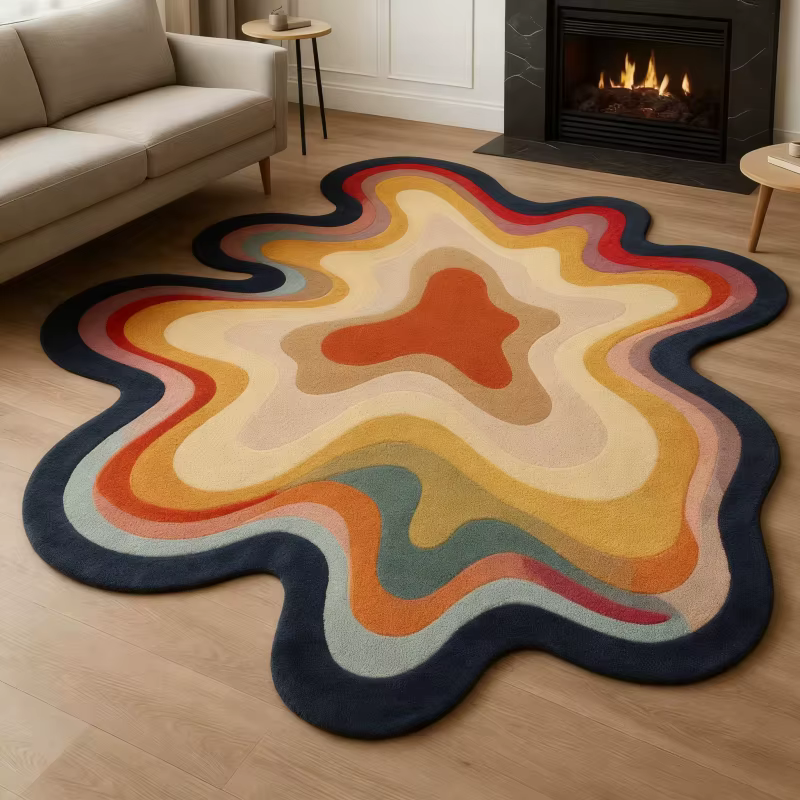 Tapis de décoration de chambre à coucher couleur Dopamine