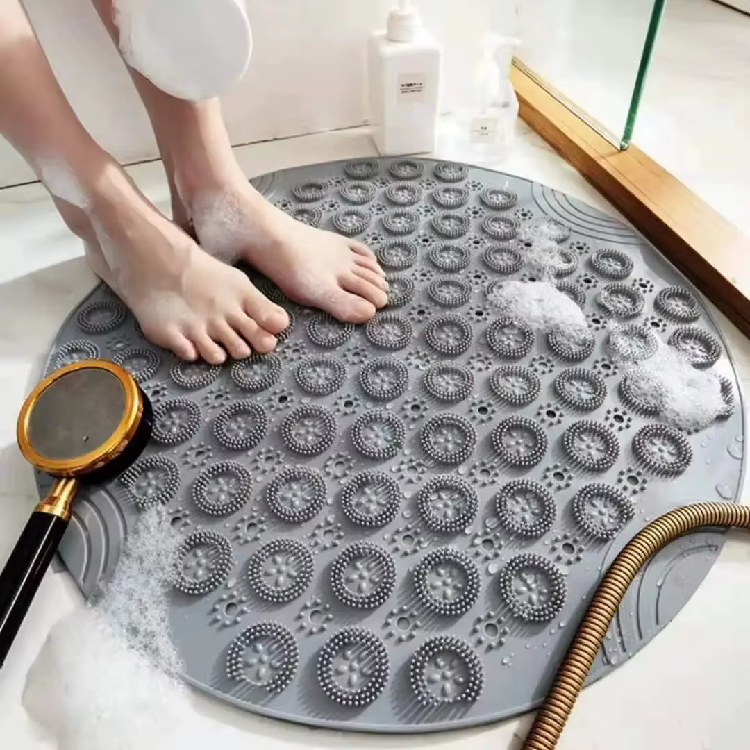 Tapis de salle de bain rond antidérapant