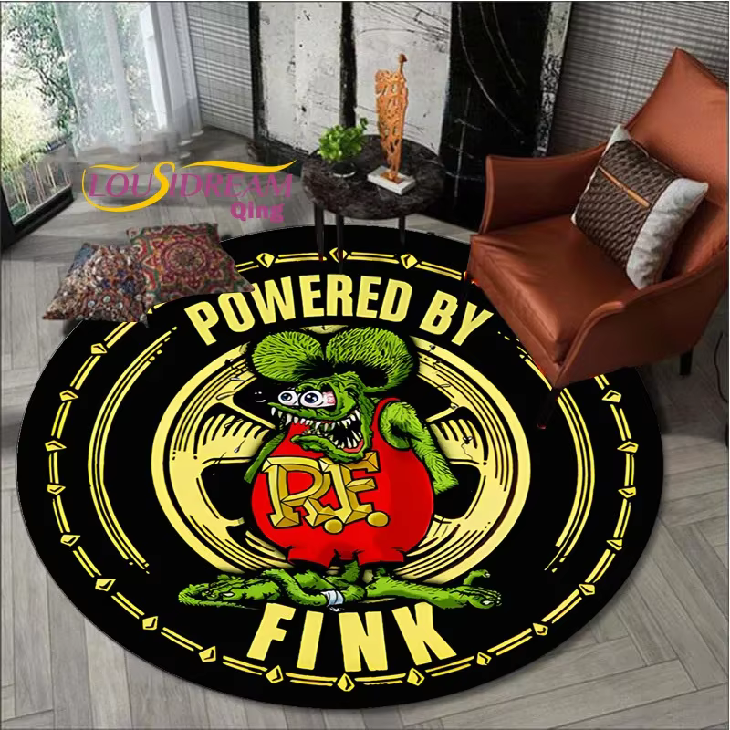 Tapis de sol rond rétro Rat Fink lea