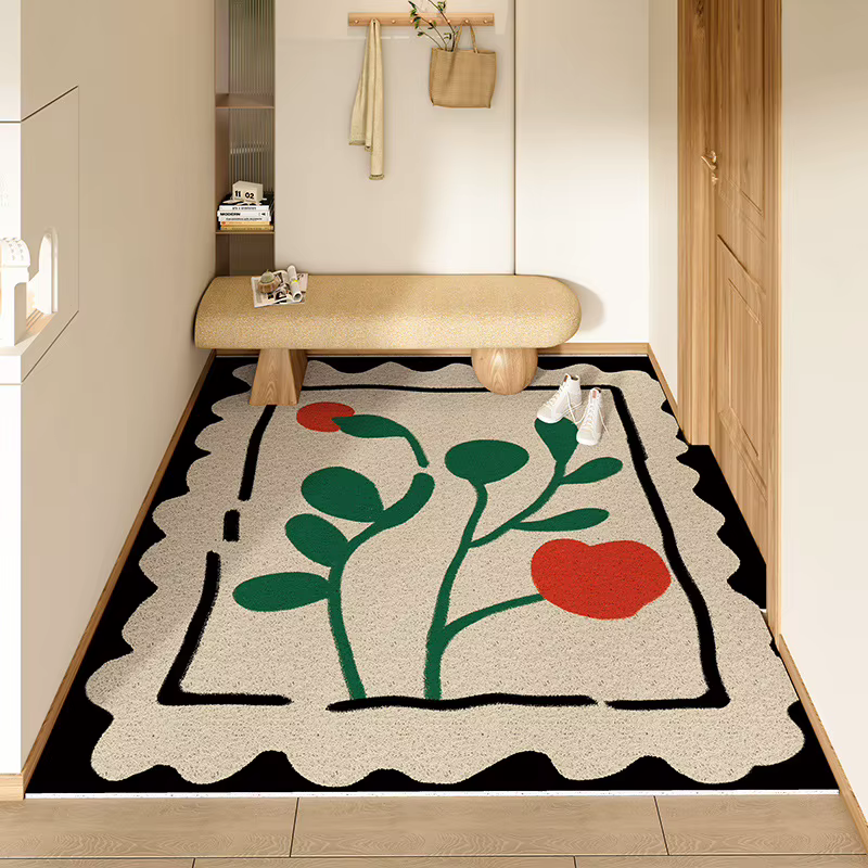 Tapis d'entrée bohème, Design à bords ondulés