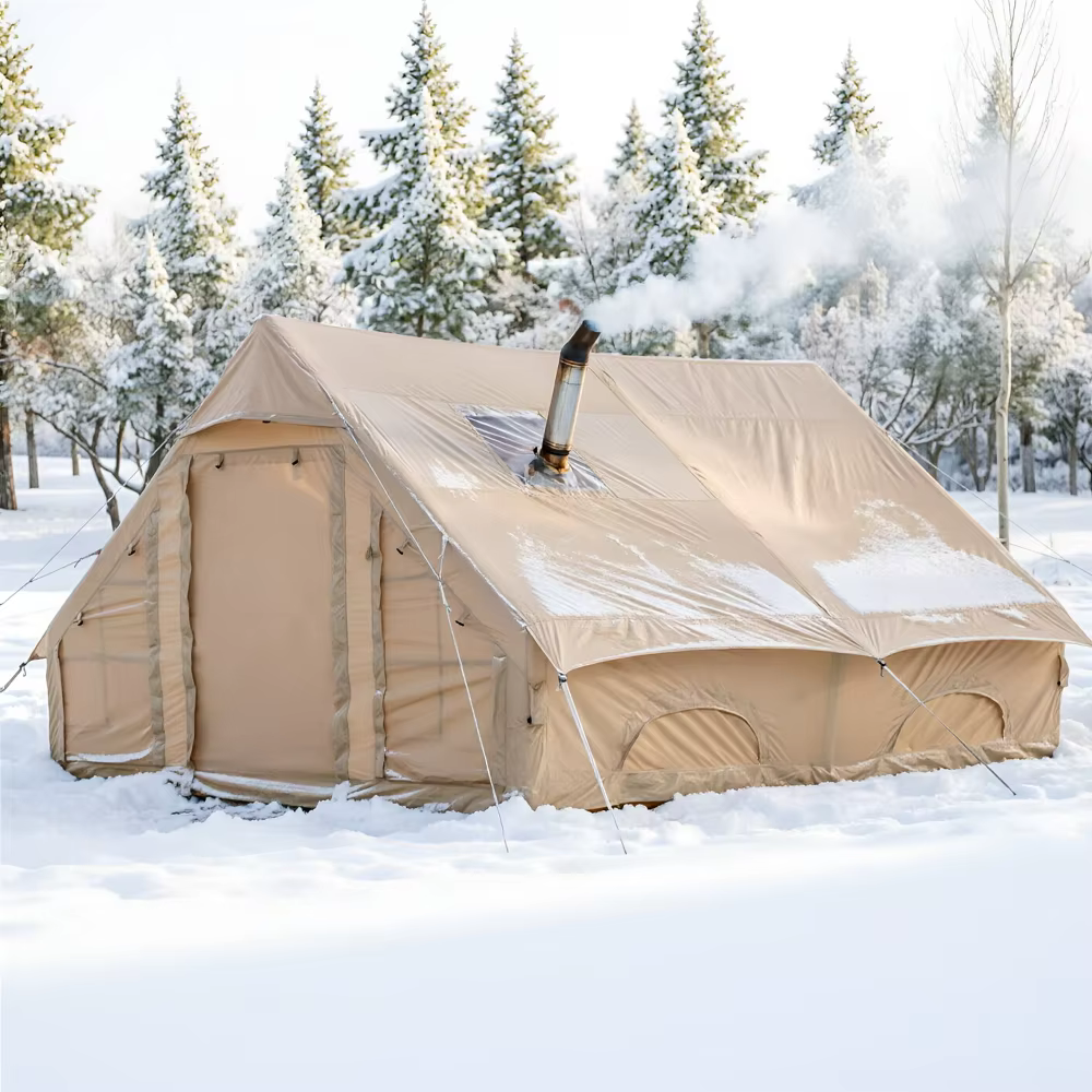 12 ㎡   Grande tente de camping gonflable pour 4 à 8 personnes avec fenêtres, portable, imperméable, pare-soleil, tente de camping quatre saisons